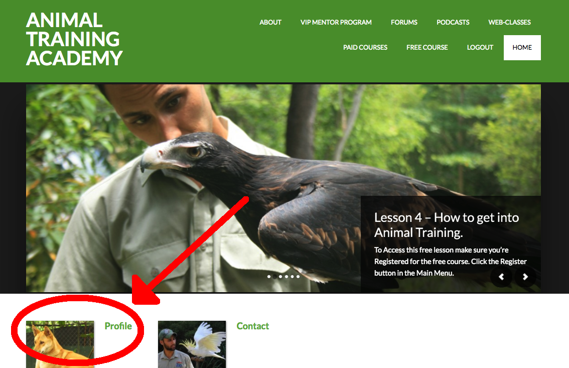 Profile page location Animal Training Academy